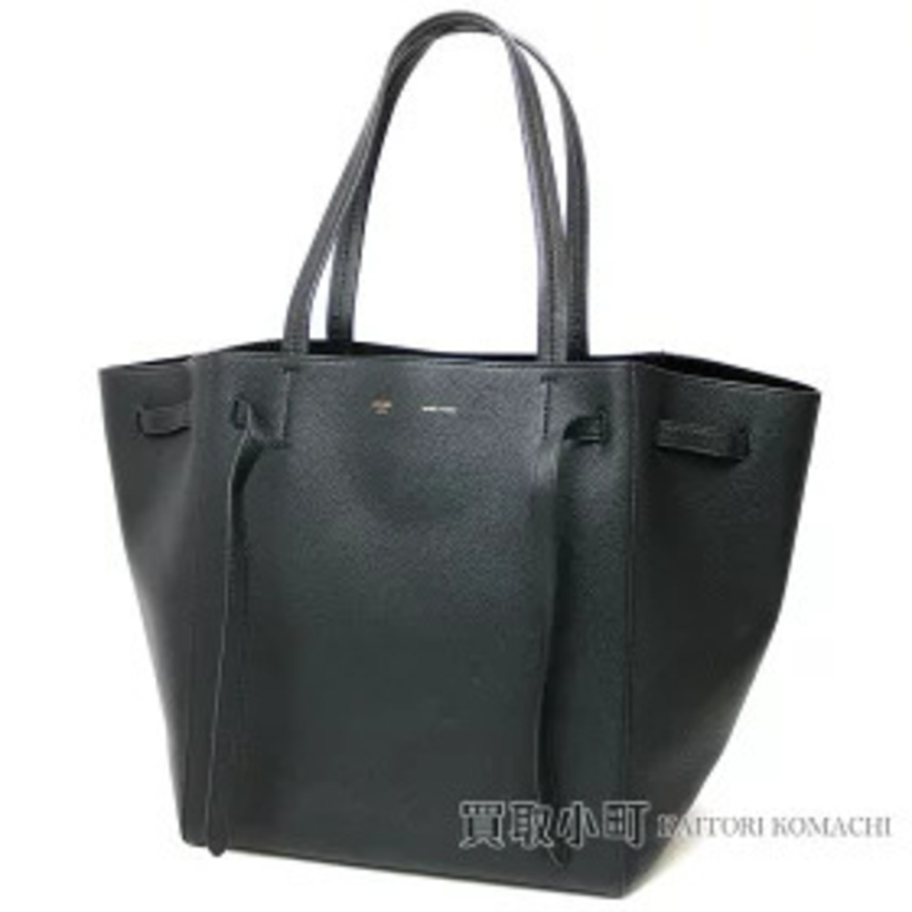 Celine Phantom Cabas Black Grain Leather Tote Bag Shoulder BELT Noir Black